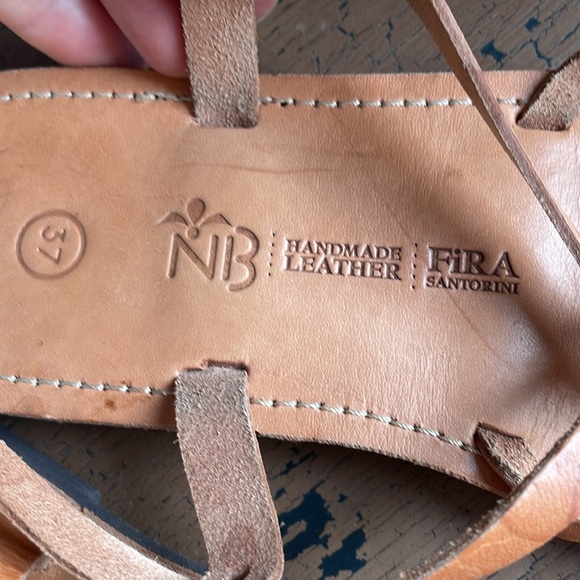 Handmade Leather Sandals Strappy Flat Tan Size 37 Women’s Greece - Picture 2 of 6